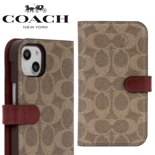 kentパパ←押してみて下さい新品⭐︎コーチ Coach 手帳型  iPhone13 ケース カーキ