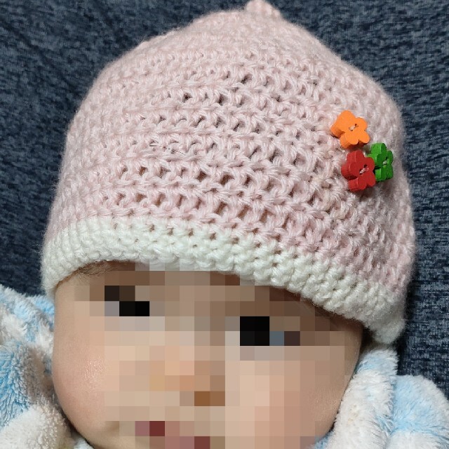 ハンドメイド　ニット帽子　新生児~2歳程度 キッズ/ベビー/マタニティのこども用ファッション小物(帽子)の商品写真