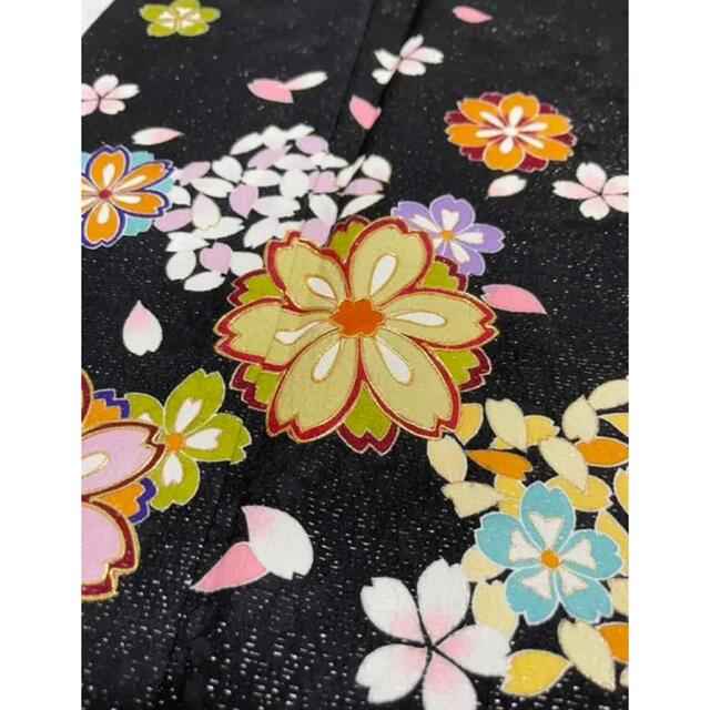 トールサイズ❣️京友禅金駒刺繍振袖【銀通し⭐️桜】ブラック 黒