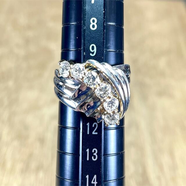 眩い輝き！Pt900/k18 コンビ ダイヤ リング 9.90g M631 - リング(指輪)