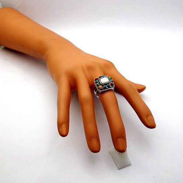 ターコイズ（トルコ石）シルバー925製クラスターリング（指輪）18！ レディースのアクセサリー(リング(指輪))の商品写真