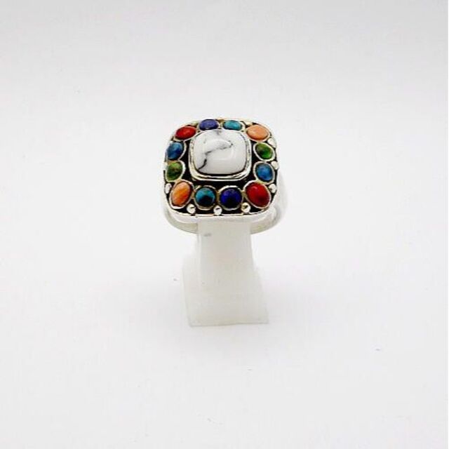高い品質 ターコイズ(トルコ石)シルバー925製クラスターリング(指輪)18-2! リング(指輪) 高い品質 ターコイズ(トルコ石)シルバー925製クラスターリング(指輪)18-2! リング(指輪)