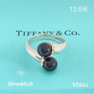 ティファニー(Tiffany & Co.)の希少TIFFANY&Co.ティファニーブラックオニキスボールシルバーK18リング(リング(指輪))