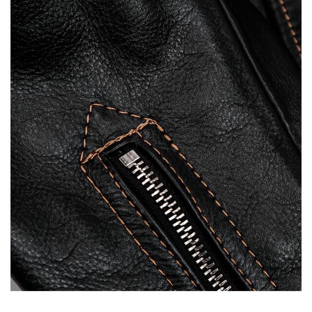 Dポケット　ダブルライダースレザージャケット　茶芯牛革　キップスキン　 メンズのジャケット/アウター(ライダースジャケット)の商品写真