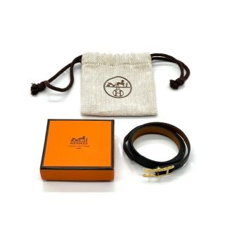 エルメス(Hermes)の【極美品】HERMES　アピ 3連ブレスレット　ブラック　ゴールド金具　□Q刻印(ブレスレット/バングル)