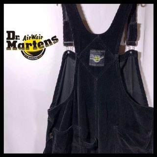 ドクターマーチン(Dr.Martens)の希少 古着 ドクターマーチン オーバーオール 黒 コーデュロイ USA製 M(サロペット/オーバーオール)