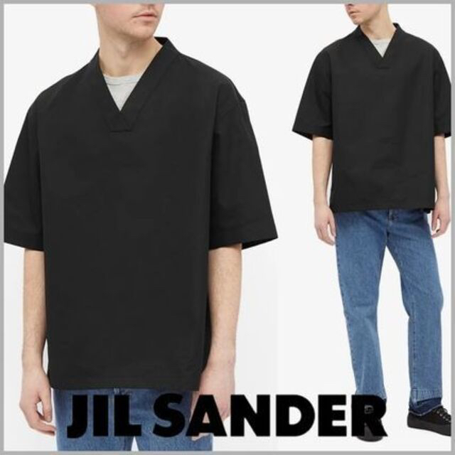 【新品未使用】JIL SANDER ブラック カラーオーバーシャツメンズ