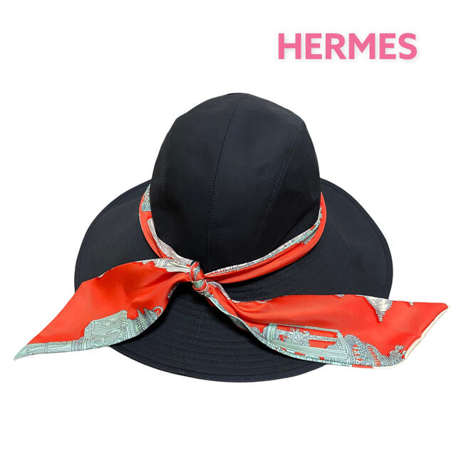 ○【美品】HERMES エルメス/ハット/オルガ/ツイリースカーフ付き