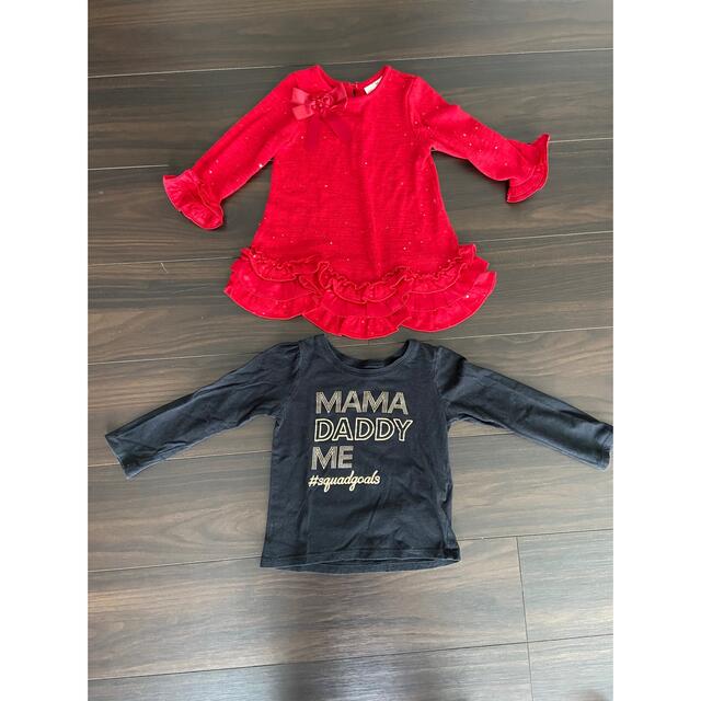 キッズ　トップス　女の子　2枚セット キッズ/ベビー/マタニティのキッズ服女の子用(90cm~)(Tシャツ/カットソー)の商品写真