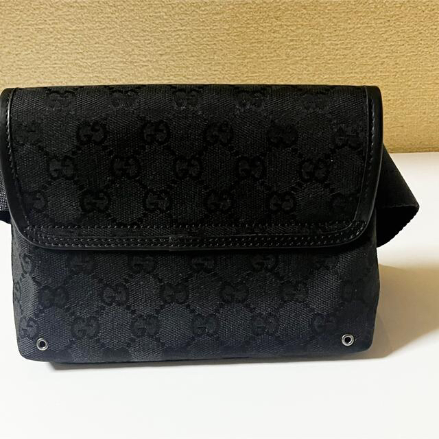GUCCI グッチ ウエストポーチ GGキャンバス 黒 GUCCI グッチ ウエストポーチ GGキャンバス 黒
