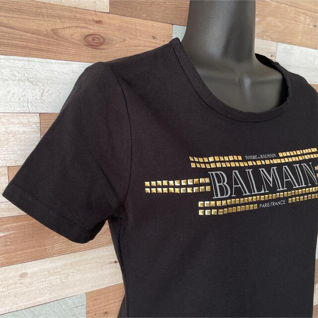 BALMAIN(バルマン)の【IVOIRE de BALMAIN】レア♪♪スタッズロゴTシャツ♪ レディースのトップス(Tシャツ(半袖/袖なし))の商品写真