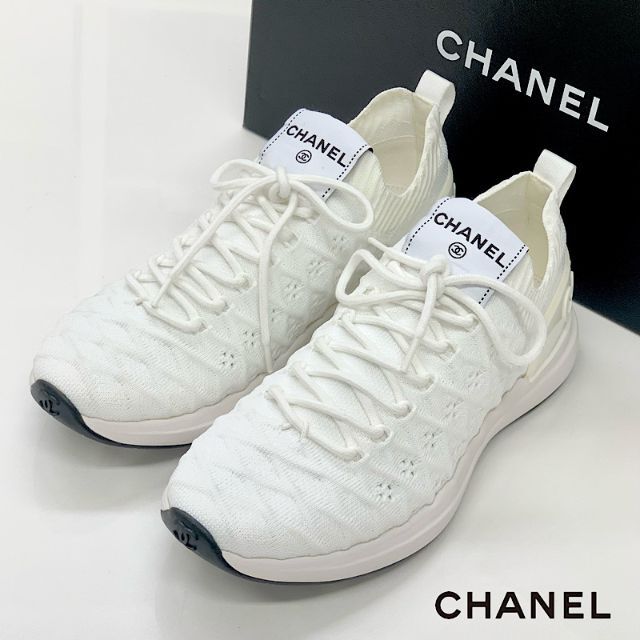 CHANEL - 3847 未使用 シャネル ロゴ ココマーク ニット スニーカー