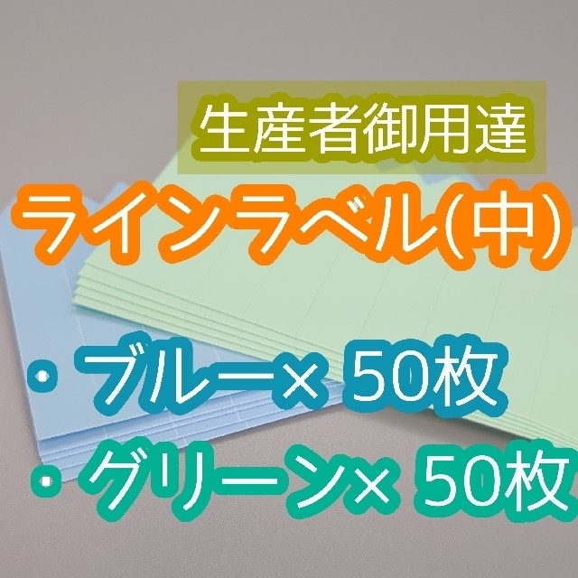 ラインラベル 中 100枚 緑 青 園芸ラベル カラーラベル 多肉植物 ハンドメイドのフラワー/ガーデン(その他)の商品写真