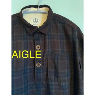 エーグル(AIGLE)のAIGLE エーグル　チェックシャツ　ブラウン　レディースM(シャツ/ブラウス(長袖/七分))