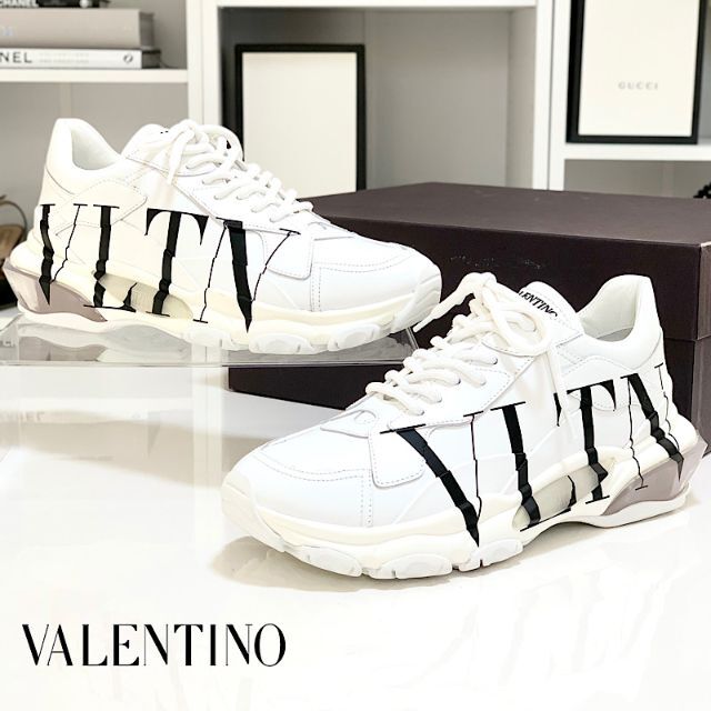 注目の バウンス VLTN ヴァレンティノ 未使用 3499 VALENTINO レザー 白 スニーカー スニーカー 