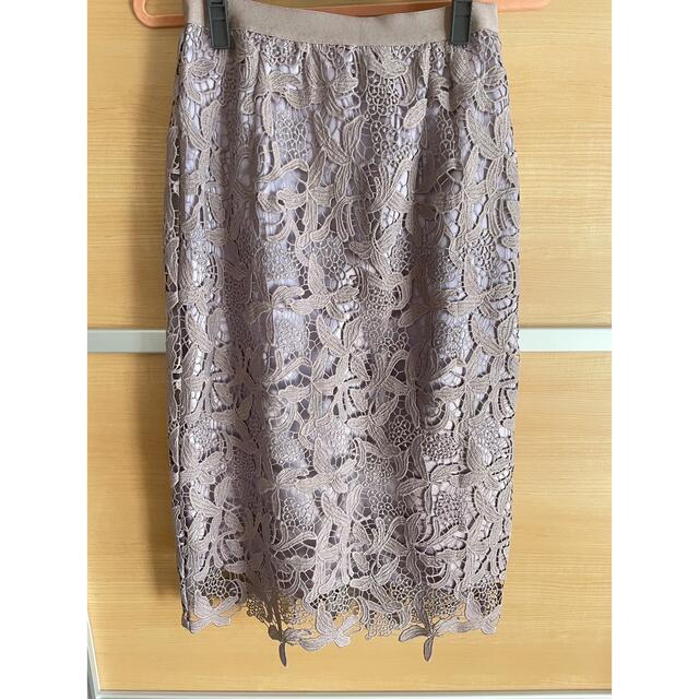 grove(グローブ)の✳︎新品未使用groveレースタイトスカート パープル薄紫　L レディースのスカート(ひざ丈スカート)の商品写真