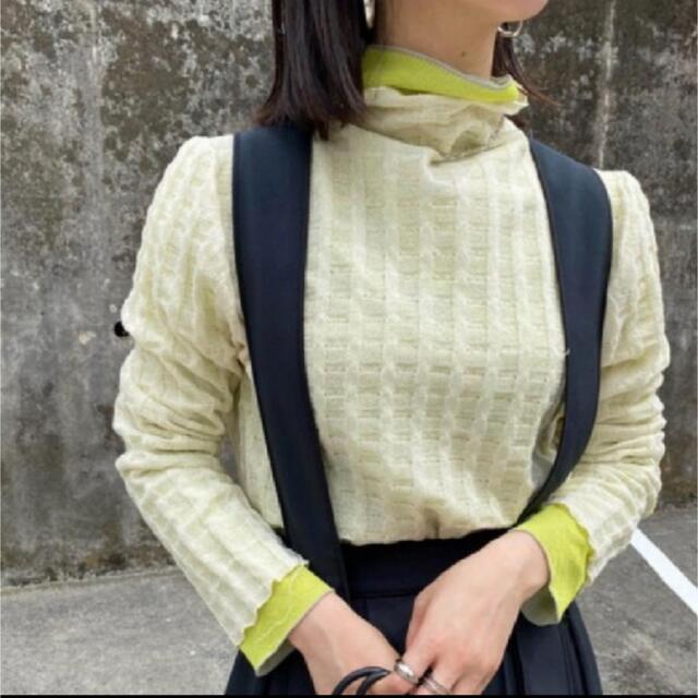 Ameri VINTAGE(アメリヴィンテージ)の[Ameri Vintage] PLAID SHEER TURTLE KNIT レディースのトップス(カットソー(長袖/七分))の商品写真