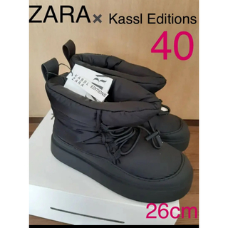 ザラ(ZARA)のZARA　カッスル　kassl ナイロン　フラット　ブーツ　40　黒(ブーツ)