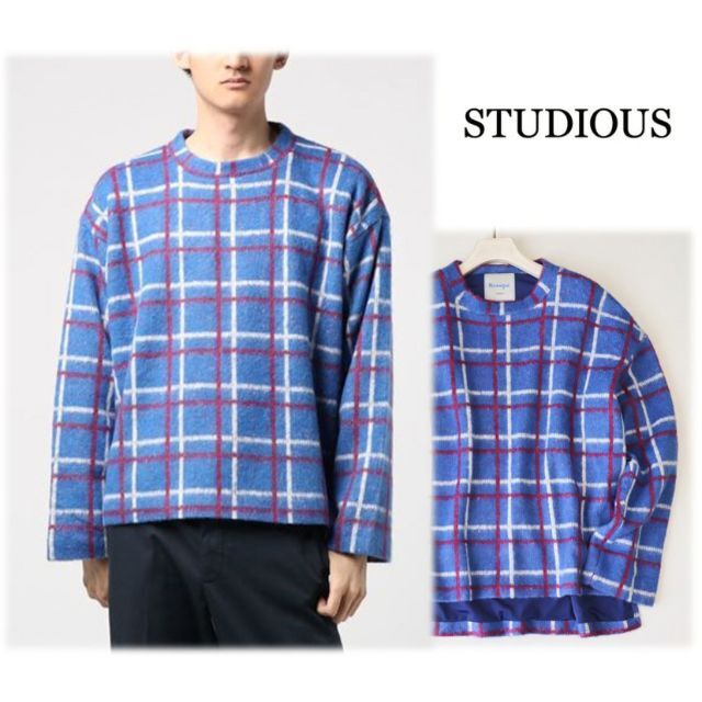 STUDIOUS(ステュディオス)の新品【ステュディオス~Kreepe】シャギーチェック柄 セーター M メンズのトップス(ニット/セーター)の商品写真