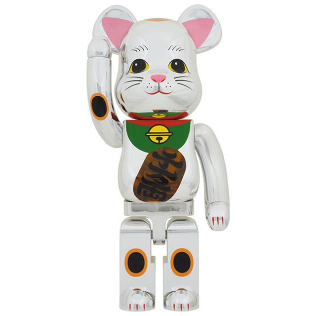 MEDICOM TOY(メディコムトイ)のBE@RBRICK 招き猫 銀メッキ 発光 1000％ ベアブリック ハンドメイドのおもちゃ(フィギュア)の商品写真