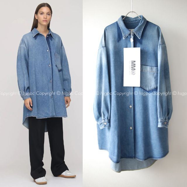 MM6 シャドウ オーバーサイズ デニム シャツ コート ジャケット ドレス | フリマアプリ ラクマ