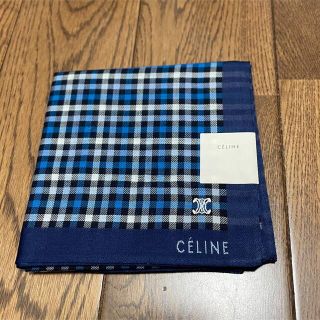 セリーヌ(celine)のCELINE ハンカチ　青チェック柄(ハンカチ/ポケットチーフ)