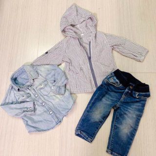 ベビーギャップ(babyGAP)のBaby GAP他　パーカー　シャツ　春服　デニム3点セット　80(シャツ/カットソー)