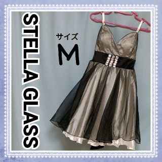 stellaglassホワイトサテンにブラックチュールを重ねた膝丈フレアスカート(ナイトドレス)