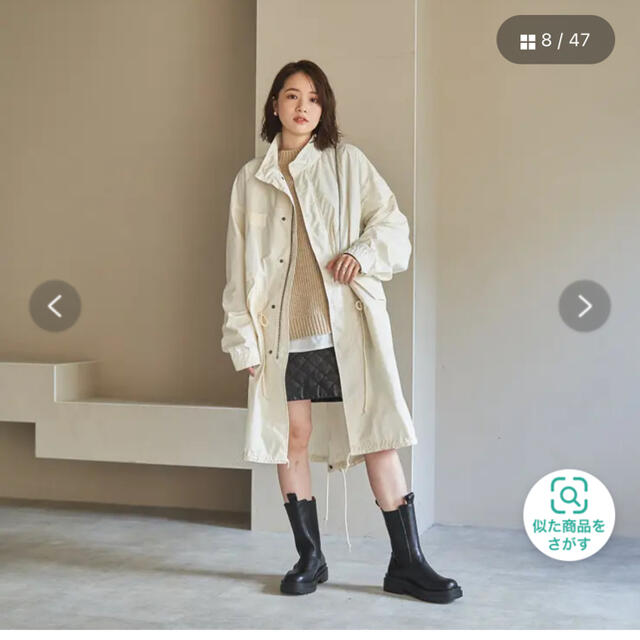 coen(コーエン)の完売色　撥水M－65TYPE モッズコート　sサイズ　白 レディースのジャケット/アウター(モッズコート)の商品写真