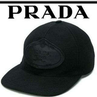 プラダ(PRADA)の正規品　PRADA プラダ ロゴ ベースボールキャップ ブラック ナイロン(キャップ)