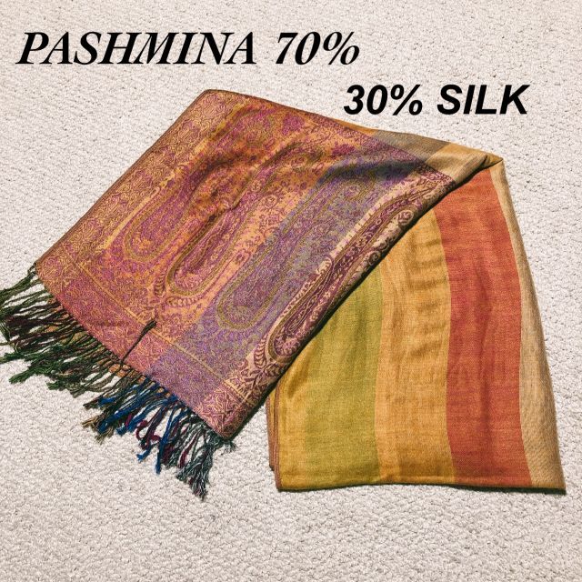 パシュミナ シルク 大判ストール/pashmina 70％ silk 30％ | フリマアプリ ラクマ