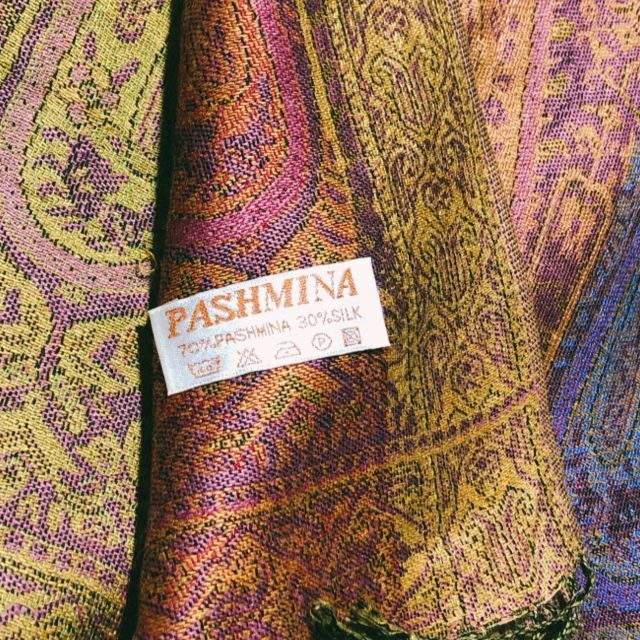 パシュミナ シルク 大判ストール/pashmina 70％ silk 30％