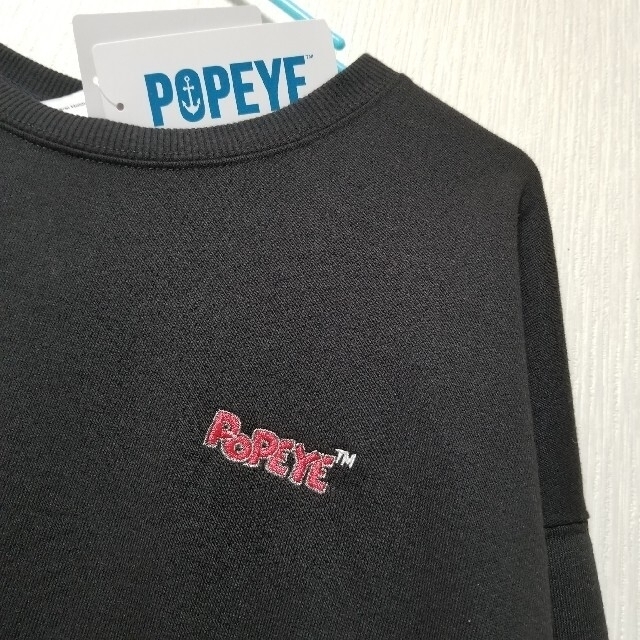 新品 ポパイ スウェット POPEYE トレーナー 黒 M アメリカ オールドの