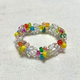 ビームス(BEAMS)のhandmade ハンドメイド　カラフルフラワービーズリング💖(リング)