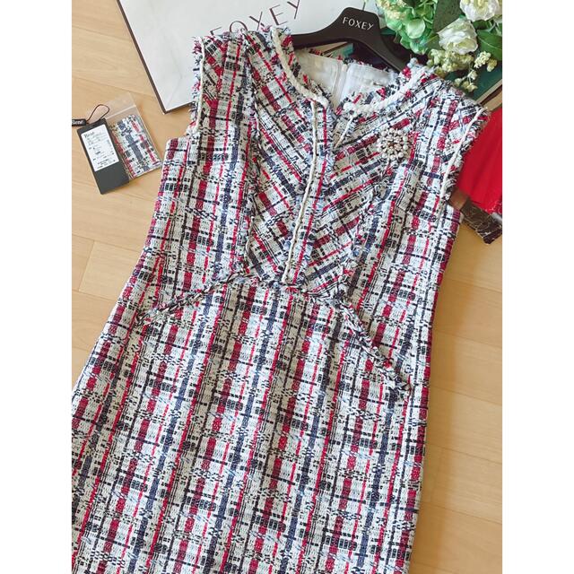 新品同様!ルネ フランス製ツイード素ワンピース 36 foxeyフォクシー-