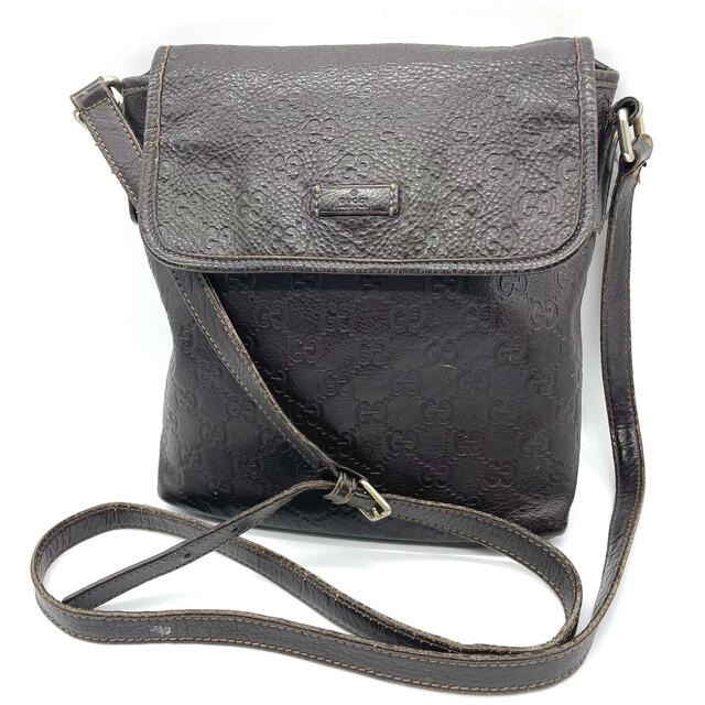 鑑定済❤️GUCCI グッチ シマ ショルダーバッグ ロゴ ブラウン