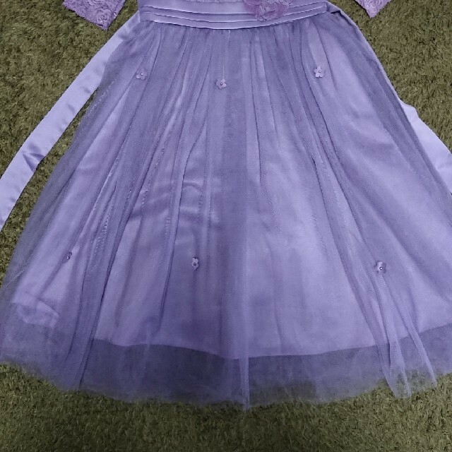 キッズ用   130cm  ボリュームドレス パープル キッズ/ベビー/マタニティのキッズ服女の子用(90cm~)(ドレス/フォーマル)の商品写真