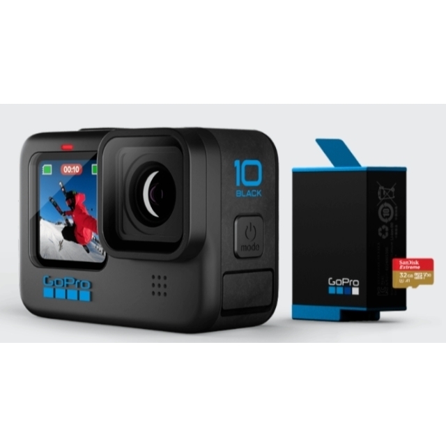 GoPro(ゴープロ)の値下げ！新品未開封 Go Pro HERO10 Black SD32GBセット スマホ/家電/カメラのカメラ(コンパクトデジタルカメラ)の商品写真