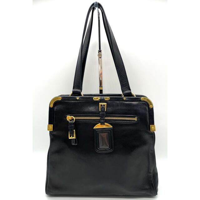 パネル 良品❤️鑑定済!PRADA プラダ ハンドバッグ レザー ブラック