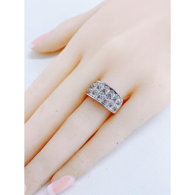 ★0.35ct★✨ダイヤモンドK18WGモチーフパヴェリング指輪12号