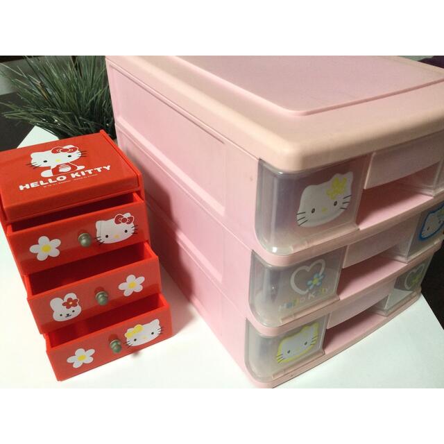 サンリオ - 【レトロ キティ】 収納ケース 3段チェスト 2つセットでの