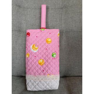 【値下げ】マカロン柄　上靴入れ　ハンドメイド(シューズバッグ)