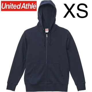 ユナイテッドアスレ(UnitedAthle)のXS ネイビー 綿100% ジップ パーカー  新品 フーディー 無地(ジャケット/上着)