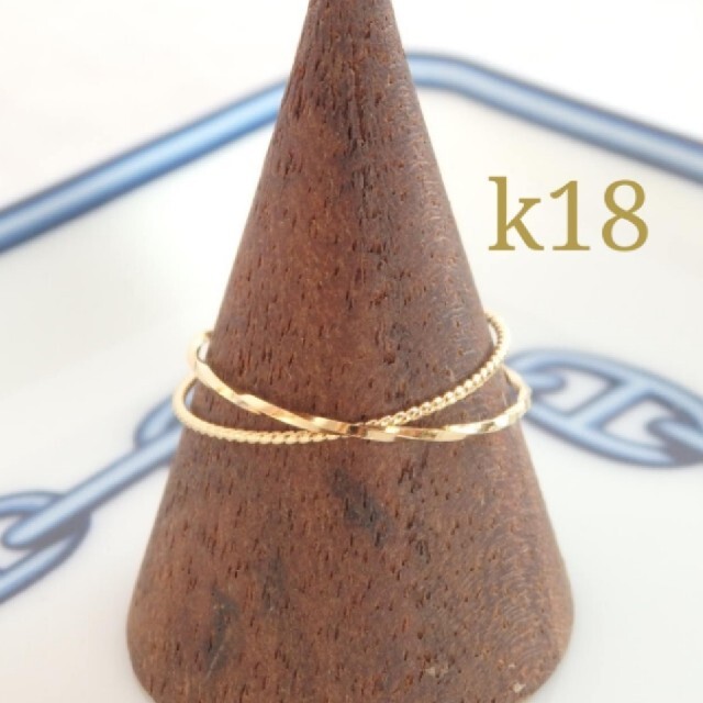 Ohana様専用　k18リング　2連リング　18金　18k　華奢　指輪 ハンドメイドのアクセサリー(リング)の商品写真