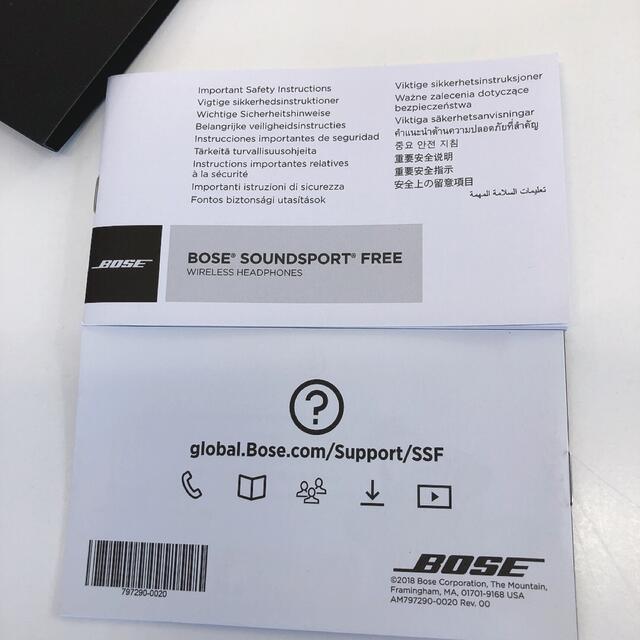 BOSE(ボーズ)のBOSE SoundSport Free ワイヤレスヘッドホン イヤホン スマホ/家電/カメラのオーディオ機器(ヘッドフォン/イヤフォン)の商品写真