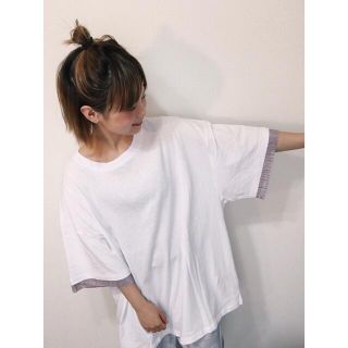 CHIHIROYASUDA　袖プリーツビッグT　silver(Tシャツ/カットソー(半袖/袖なし))