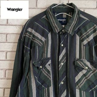 ラングラー(Wrangler)のWrangler ラングラー 長袖コットンシャツ ストライプ柄 マルチカラーLL(シャツ)