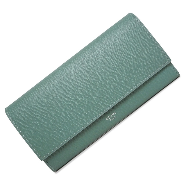 本物 celine - セリーヌ ラージ フラップウォレット 二つ折り長財布 セラドン（未使用　展示品） 財布