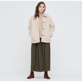 ユニクロ(UNIQLO)のUNIQLO ボアフリースステンカラーショートコート(ムートンコート)