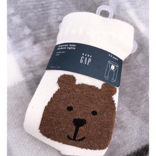 ベビーギャップ(babyGAP)の新品 BABY GAP くまさんタイツ アイボリー ホワイト ２－３years(靴下/タイツ)